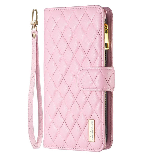 For Xiaomi 12T / 12T Pro / Redmi K50 Ultra Diamond Lattice Zipper Wallet Leather Flip Phone Case(Pink)