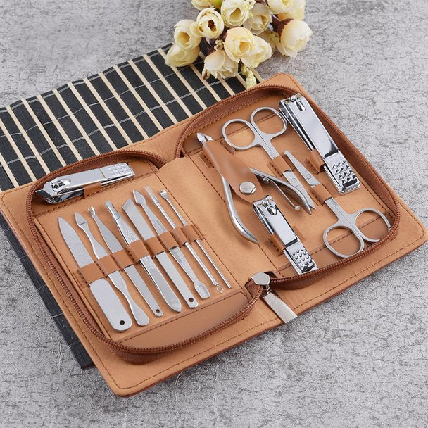 14 In 1 Nail Clippers Set Stainless Steel Beauty Manicure Tool(Brown)