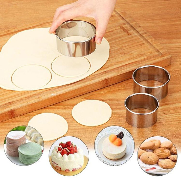 3 PCS Stainless Steel Round Dumplings Wrappers Molds Set Cutter Maker Tools(Circular)