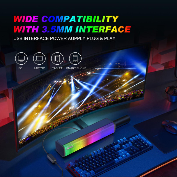 HXSJ Q9 RGB Luminous Computer Speaker Bar