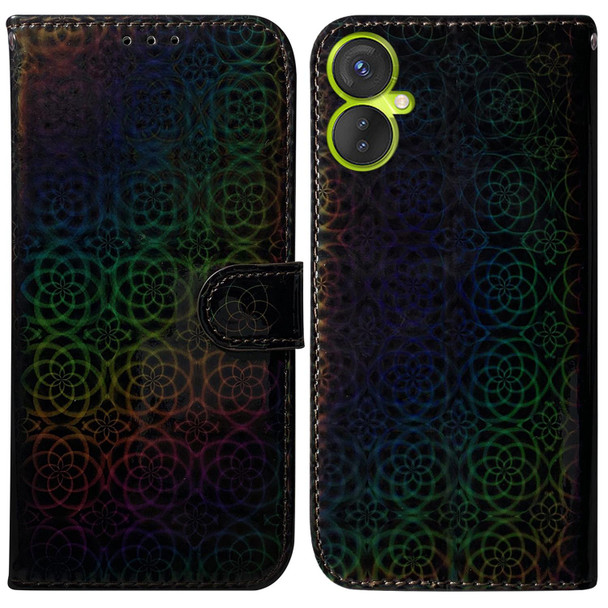 For Tecno Camon 19 Neo Colorful Magnetic Buckle Leatherette Phone Case(Black)