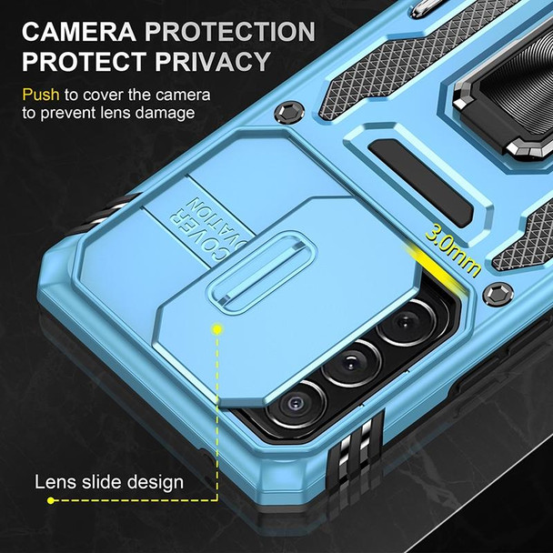 For Samsung Galaxy A53 5G Armor PC + TPU Camera Shield Phone Case(Light Blue)