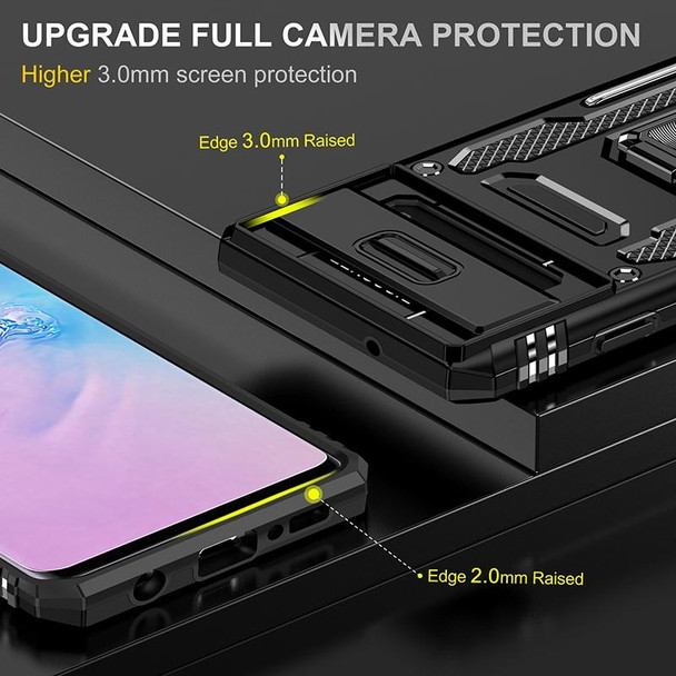 For Samsung Galaxy S10 Armor PC + TPU Camera Shield Phone Case(Black)