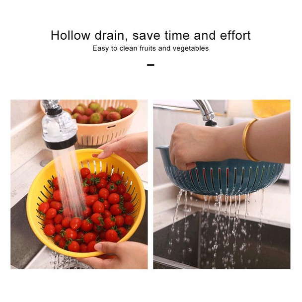 10 PCS Round Hollow Plastic Drain Basket Kitchen Fruit and Vegetable Storage Basket, Size:S(Blue)