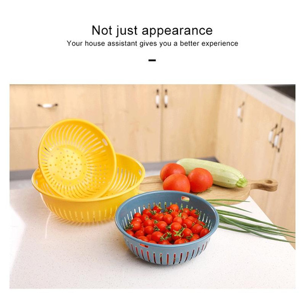 10 PCS Round Hollow Plastic Drain Basket Kitchen Fruit and Vegetable Storage Basket, Size:M(Blue)