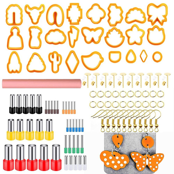 106-1 116 In 1 Clay Cutter Set DIY Clay Earring Mould Clay Earrings Making Tools(Orange)