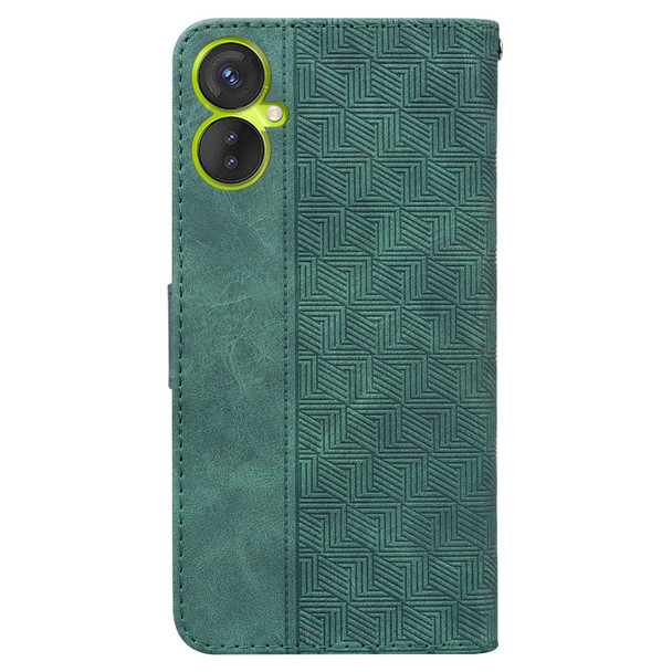 For Tecno Camon 19 Neo Geometric Embossed Flip Leatherette Phone Case(Green)