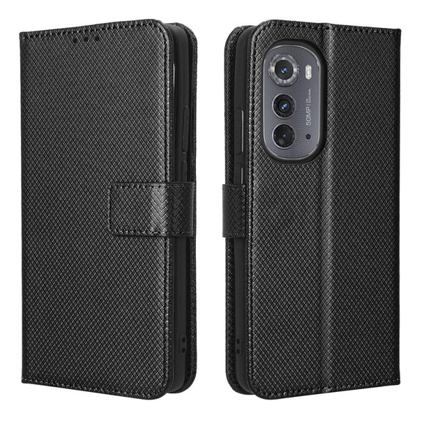 For Motorola Edge 2022 Diamond Texture Leatherette Phone Case(Black)