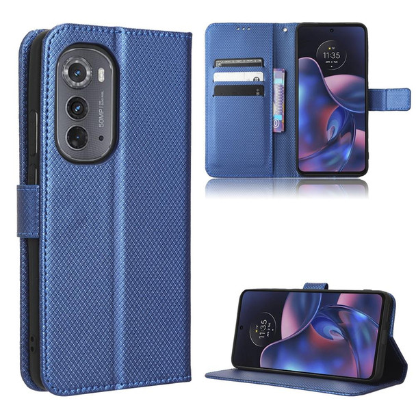 For Motorola Edge 2022 Diamond Texture Leatherette Phone Case(Blue)