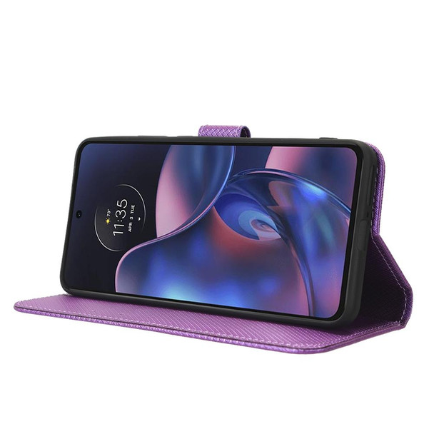 For Motorola Edge 2022 Diamond Texture Leatherette Phone Case(Purple)