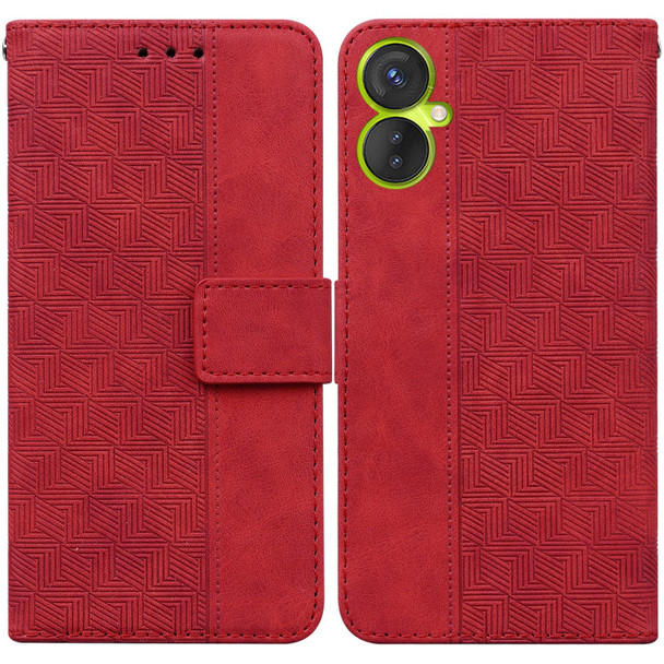 For Tecno Camon 19 Neo Geometric Embossed Flip Leatherette Phone Case(Red)