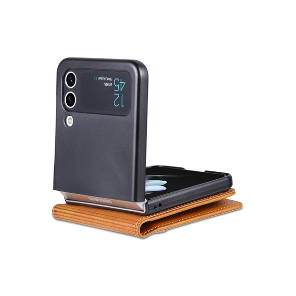 For Samsung Galaxy Z Flip3 5G AZNS Magnetic Calf Texture Flip Leatherette Phone Case(Light Brown)