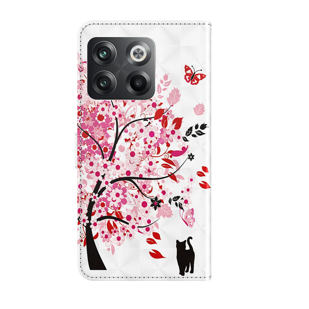 For OnePlus 10T 3D Painting Pattern TPU + PU Phone Case(Cat Under The Tree)