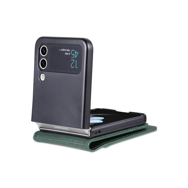 For Samsung Galaxy Z Flip3 5G AZNS Magnetic Calf Texture Flip Leatherette Phone Case(Dark Green)