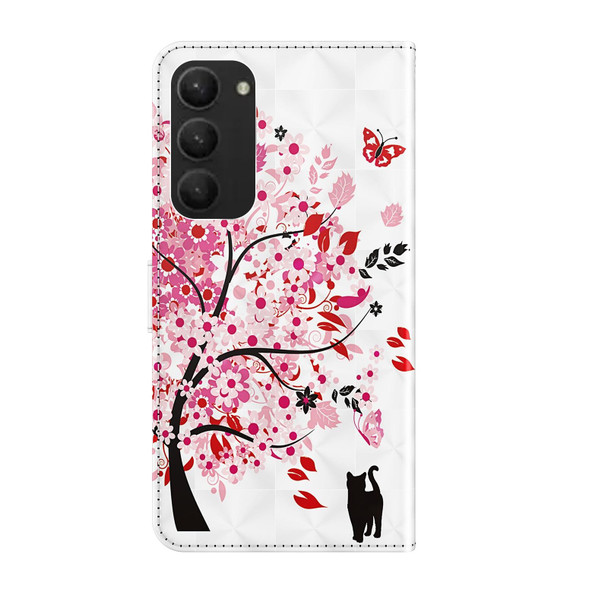 For Samsung Galaxy S23+ 5G 3D Painting Pattern TPU + PU Phone Case(Cat Under The Tree)