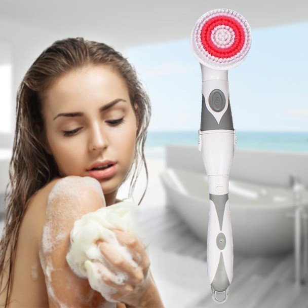 Multi-function Electric Waterproof Bath Cleansing Brush Long-handled Massage Brush, with 4 Brush Heads(Grey)