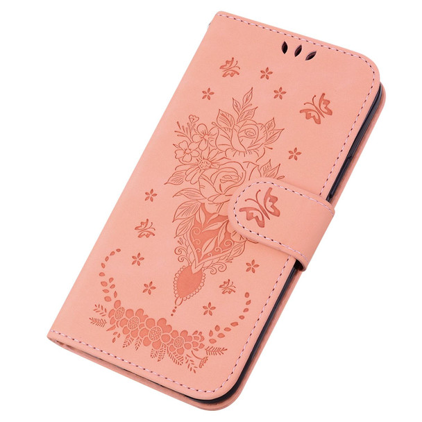 For Tecno Camon 19 Neo Butterfly Rose Embossed Leatherette Phone Case(Pink)