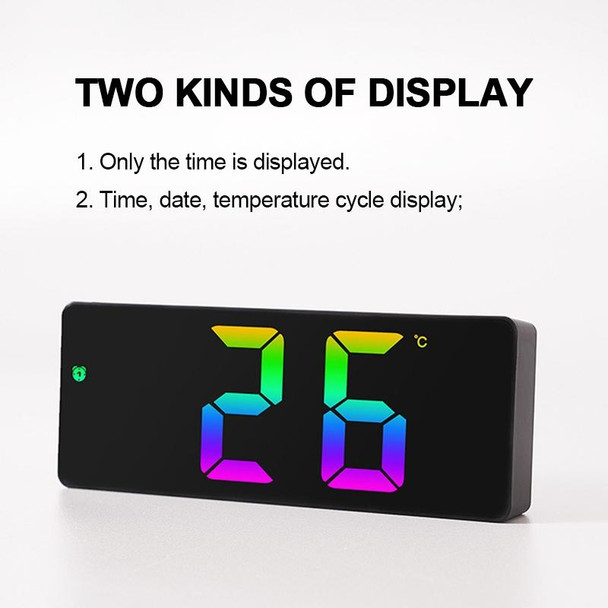 Colorful Fonts LED Electronic Alarm Clock Large Screen Clock(0725 Black Shell Black Surface D)