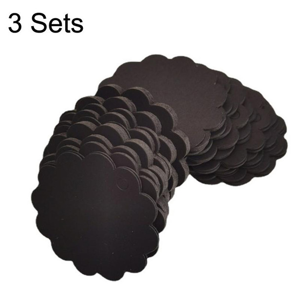 3 Sets Kraft Paper Tags Lace Round Blank Small Label(Black)