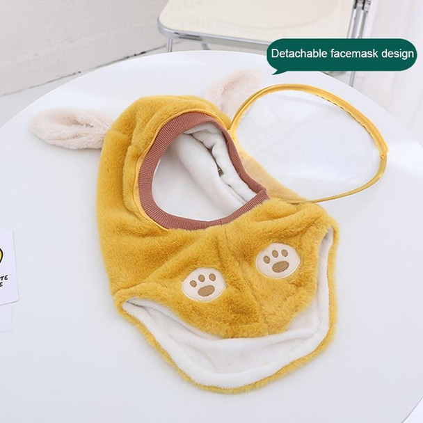 Winter Cute Rabbit Ears Kids Ear-Protection Hat with Removable Windproof Mask(Yellow)