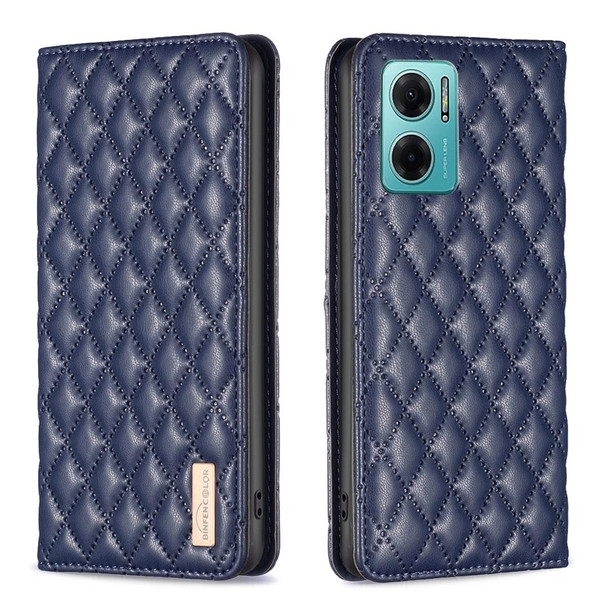 For Xiaomi Redmi 10 5G / Note 11E Diamond Lattice Magnetic Leather Flip Phone Case(Blue)