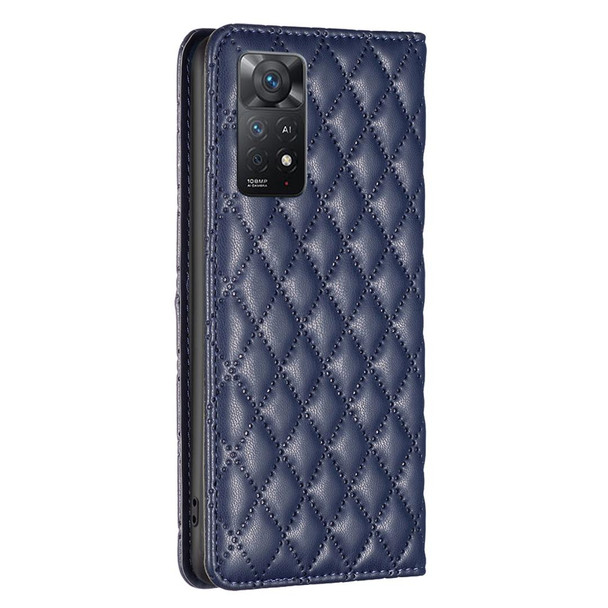 For Xiaomi Redmi Note 11 Pro 5G Diamond Lattice Magnetic Leather Flip Phone Case(Blue)