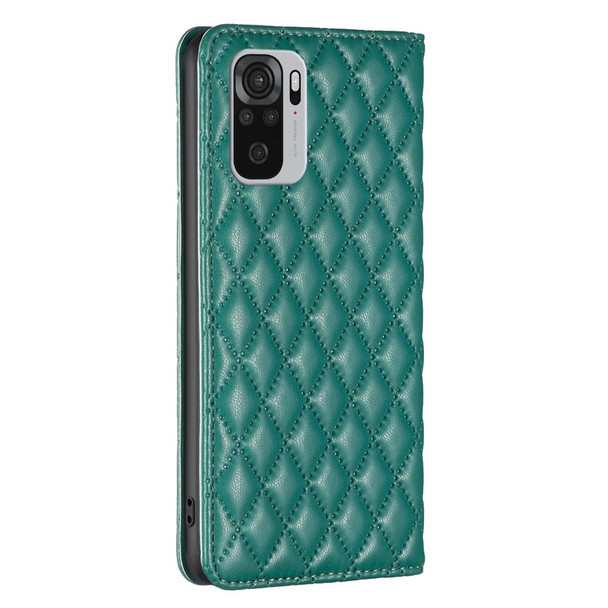 For Xiaomi Redmi Note 10 4G / 10S Diamond Lattice Magnetic Leather Flip Phone Case(Green)
