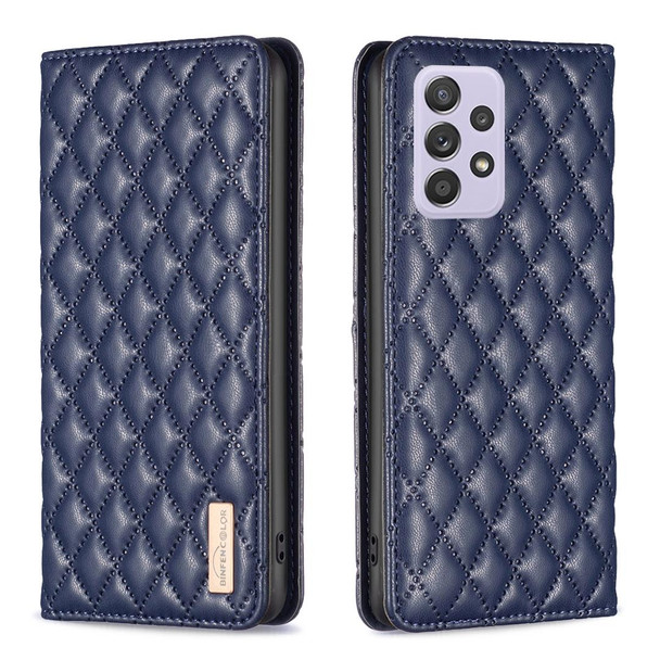 For Samsung Galaxy A52 / A52s 5G Diamond Lattice Magnetic Leatherette Flip Phone Case(Blue)