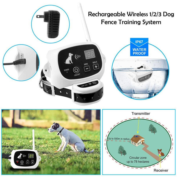 KD-661 500m Wireless Electric Dog Pet Fence Shock Collar,Spec: For Two Dog(EU Plug)