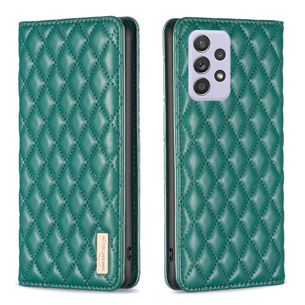 For Samsung Galaxy A52 / A52s 5G Diamond Lattice Magnetic Leatherette Flip Phone Case(Green)