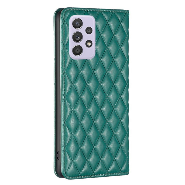 For Samsung Galaxy A52 / A52s 5G Diamond Lattice Magnetic Leatherette Flip Phone Case(Green)