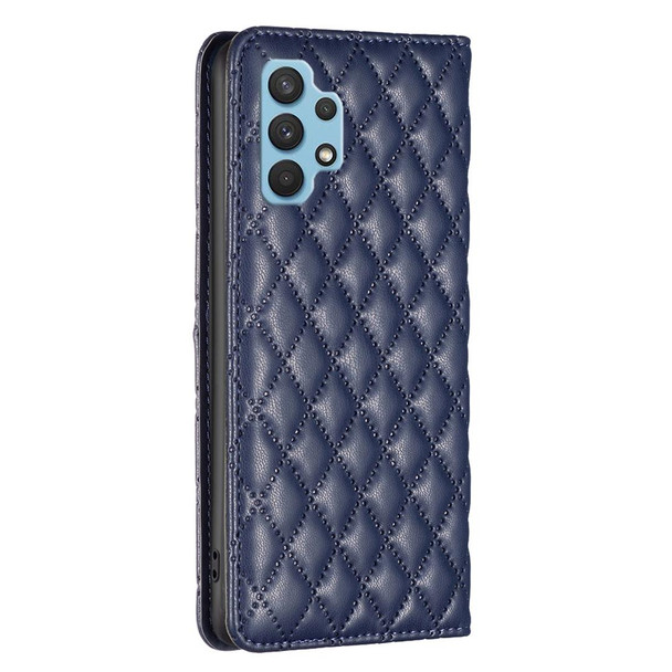 For Samsung Galaxy A32 4G Diamond Lattice Magnetic Leatherette Flip Phone Case(Blue)