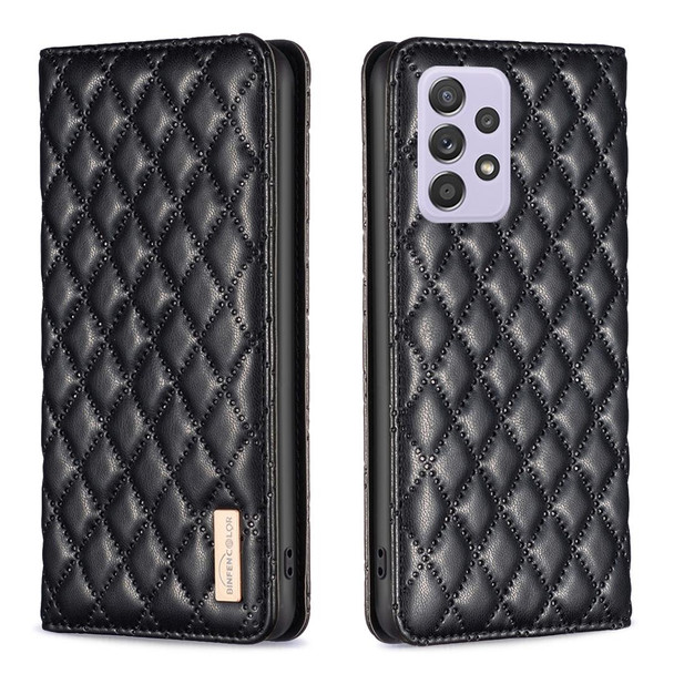 For Samsung Galaxy A52 / A52s 5G Diamond Lattice Magnetic Leatherette Flip Phone Case(Black)