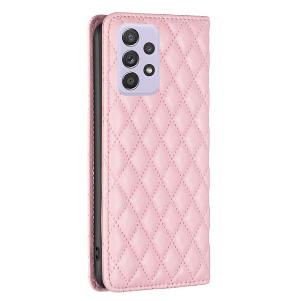 For Samsung Galaxy A52 / A52s 5G Diamond Lattice Magnetic Leatherette Flip Phone Case(Pink)