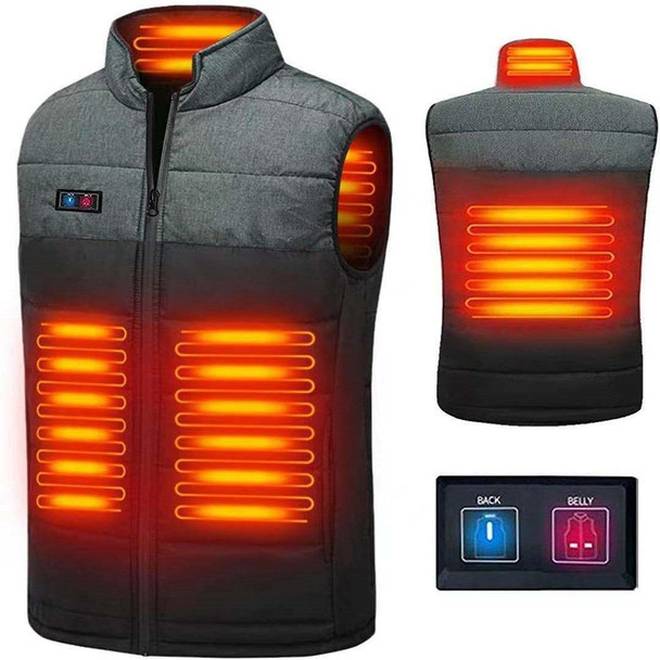 Heated Vest Electric Heating 3 Constant Temperature Warm Cotton Jacket, Size: XL(Black-11 Zones Heating)
