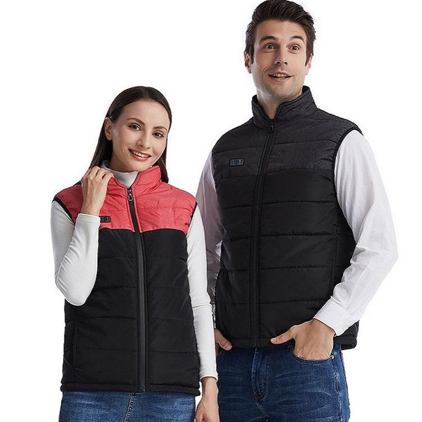 Heated Vest Electric Heating 3 Constant Temperature Warm Cotton Jacket, Size: XL(Black-11 Zones Heating)