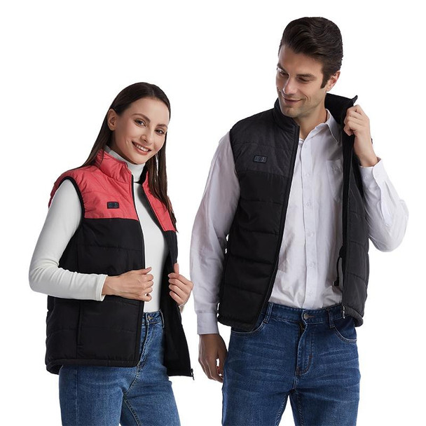 Heated Vest Electric Heating 3 Constant Temperature Warm Cotton Jacket, Size: L(Red-9 Zones Heating)