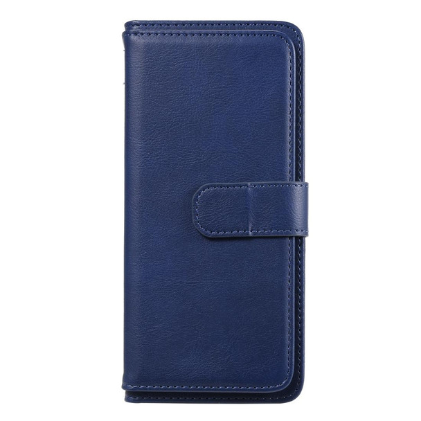 Sony Xpeira 1 II Multifunctional Magnetic Copper Buckle Horizontal Flip Solid Color Leather Case with 10 Card Slots & Wallet & Holder & Photo Frame(Navy Blue)