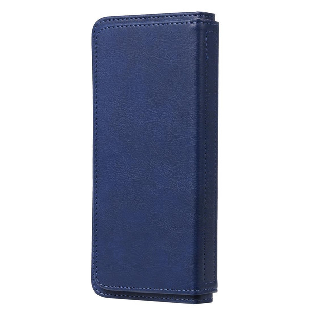 Sony Xpeira 1 II Multifunctional Magnetic Copper Buckle Horizontal Flip Solid Color Leather Case with 10 Card Slots & Wallet & Holder & Photo Frame(Navy Blue)