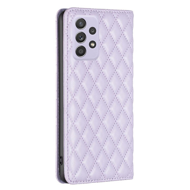 For Samsung Galaxy A52 / A52s 5G Diamond Lattice Magnetic Leatherette Flip Phone Case(Purple)