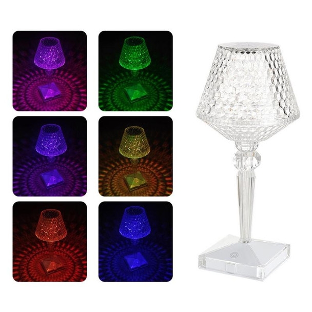 Bedside Crystal Table Lamp LED Wine Glass Night Light, Specification: Remote Control RGB16 Colors