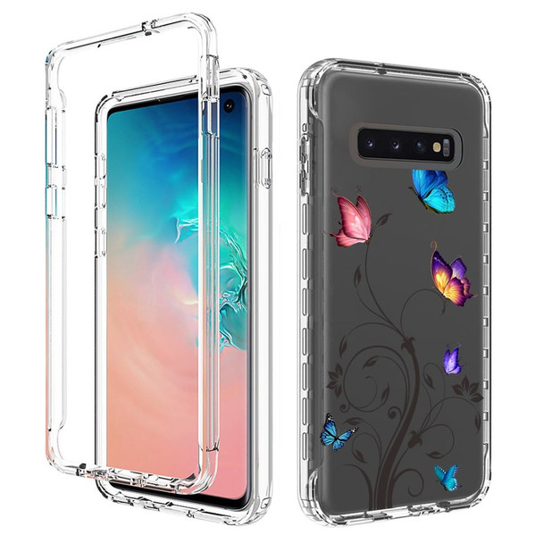 For Samsung Galaxy S10 PC+TPU Transparent Painted Phone Case(Tree Butterflies)