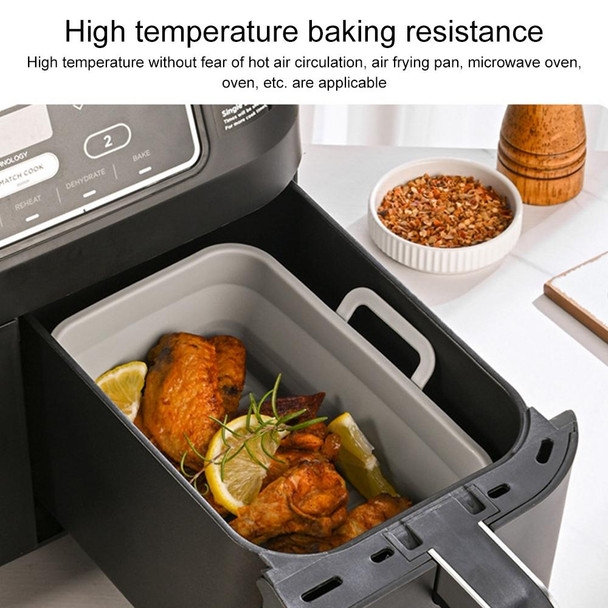 Rectangular Double Pull Basket Foldable Silicone Air Fryer Baking Pan(Black)