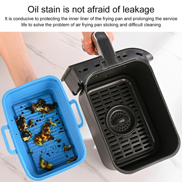 Rectangular Double Pull Basket Foldable Silicone Air Fryer Baking Pan(Black)