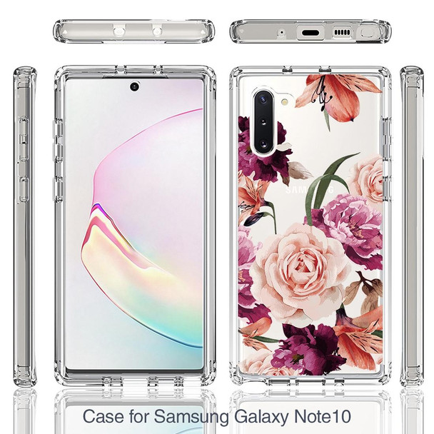 For Samsung Galaxy Note10 PC+TPU Transparent Painted Phone Case(Purple Floral)