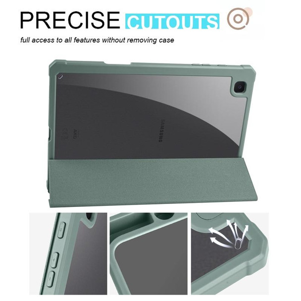 For Samsung Galaxy Tab S6 Lite Acrylic 3-folding Smart Leatherette Tablet Case(Dark Green)