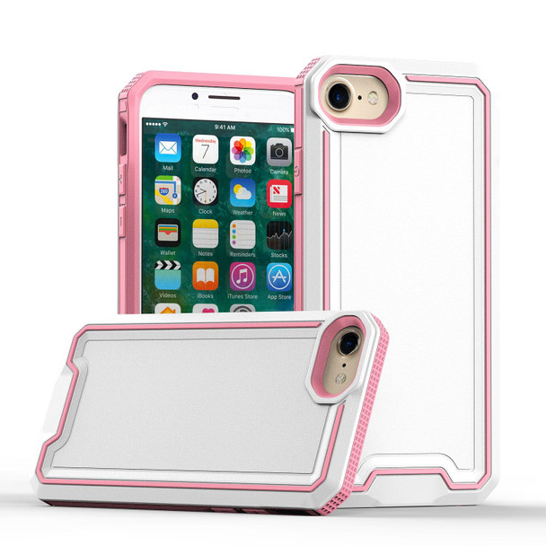 For iPhone SE 2022 / SE 2020 / 8 / 7 Armour Two-color TPU + PC Phone Case(White+Pink)