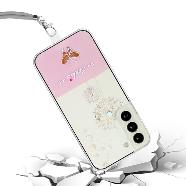 For Samsung Galaxy S22+ 5G Bronzing Butterfly Flower TPU Phone Case with Lanyard(Dandelions)