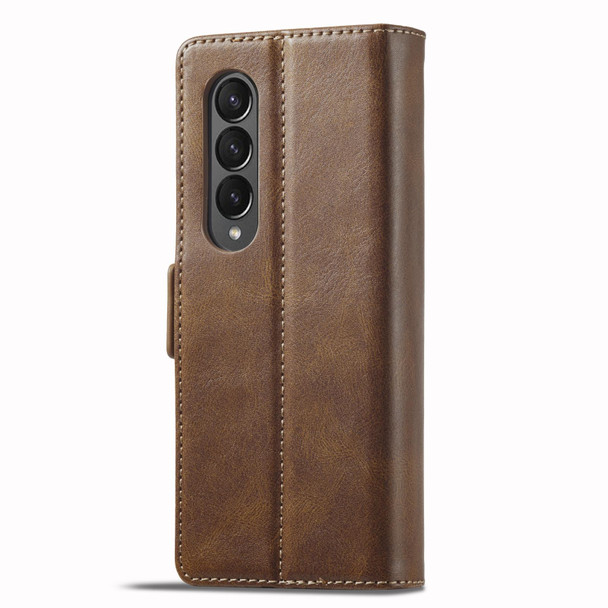 For Samsung Galaxy Z Fold4 5G LC.IMEEKE RFID Anti-theft Leatherette Phone Case(Brown)