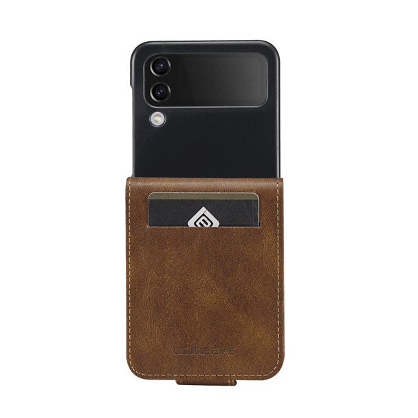 For Samsung Galaxy Z Flip4 5G LC.IMEEKE RFID Anti-theft Leatherette Phone Case(Brown)